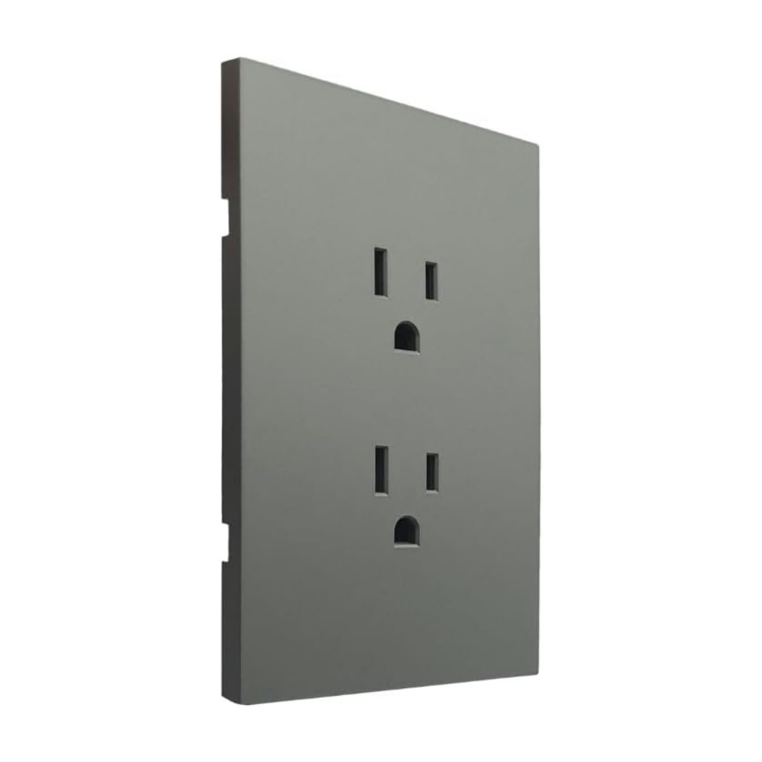 Placa Luxury Apl-404 con Doble Contacto  Gris Oxford Skin Feel  127–250v 15a  Diseño Elegante y Ultrasuave  - Luxury Artlite